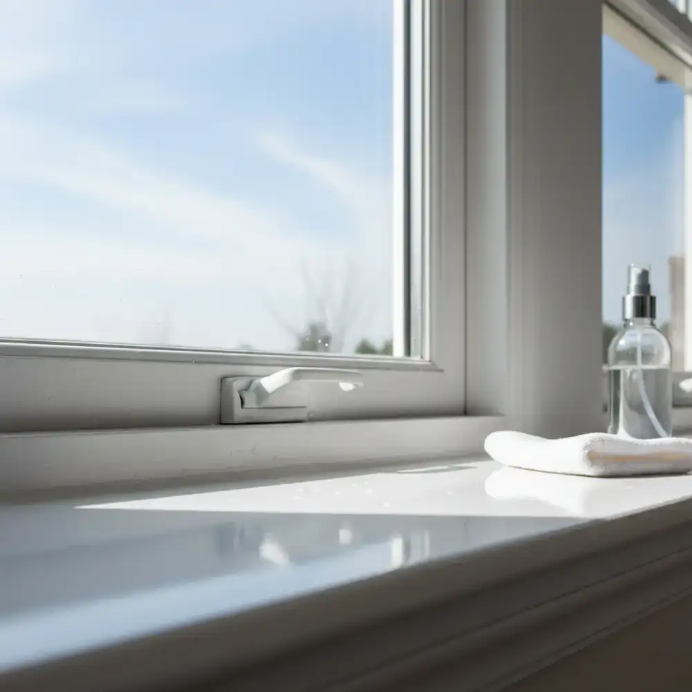 Sparkling clean window sill after service